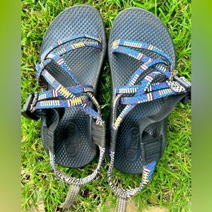 Kids Chaco Black and Blue Sandals with Adjustable Straps